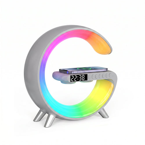 Station Intelligente GENZO — Chargeur Sans Fil 15W · Enceinte Bluetooth · Réveil LED